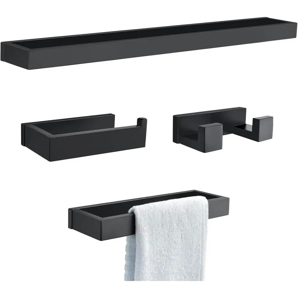 Towel Bar Set, 4-Pieces Bathroom Hardware Set Bathroom Towel Holder Set Stainless Steel Wall Mounted Towel Rack Set, 23.6 Inch