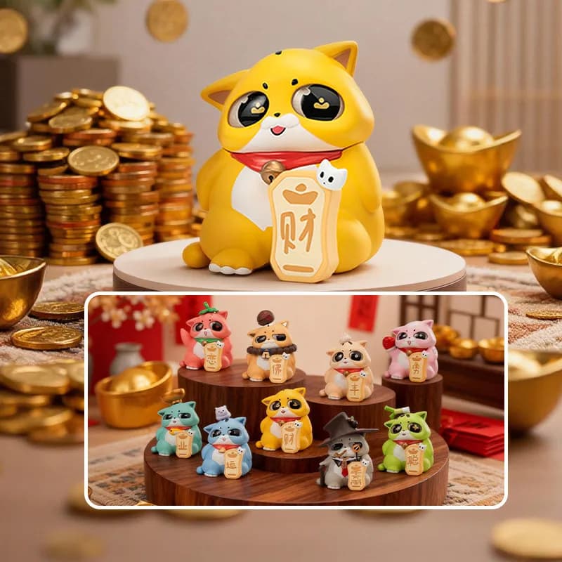 Ubi Panda Serie Old Deng Lucky Cat Stile Cinese Blind Box Statuetta da Collezione Carina e di Tendenza Ornamento da Scrivania Regalo di Capodanno