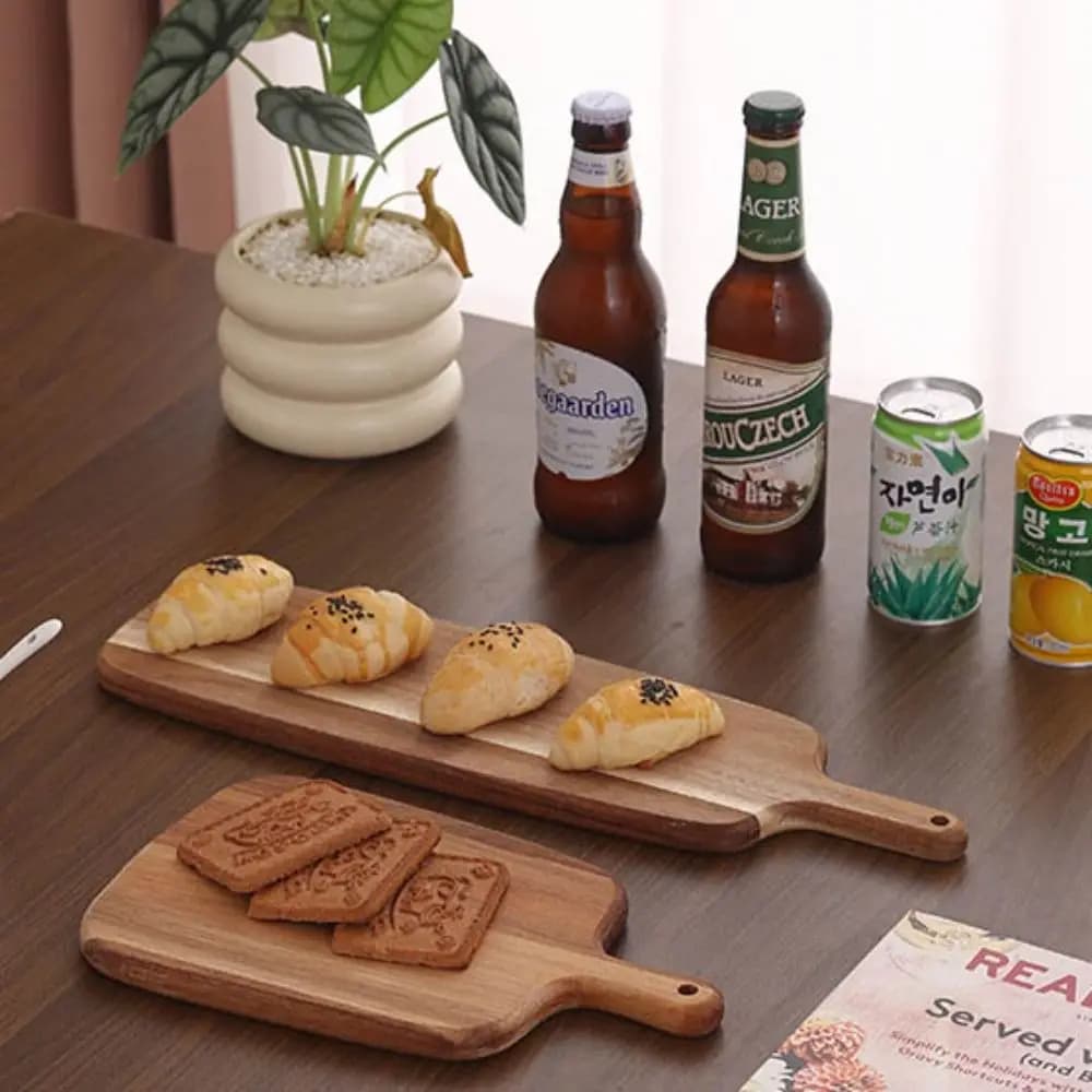 Long-handle Solid Wood Cutting Board Japanese-style Charcuterie Boards Serving Plate Rectangular/Square Sushi Tray Cheese Board