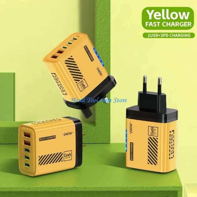 H37F 3PD USB Chargers With 5 Port Quick Charging Station For Multiple Devices Simultaneous Power Delivery For Phones Laptop