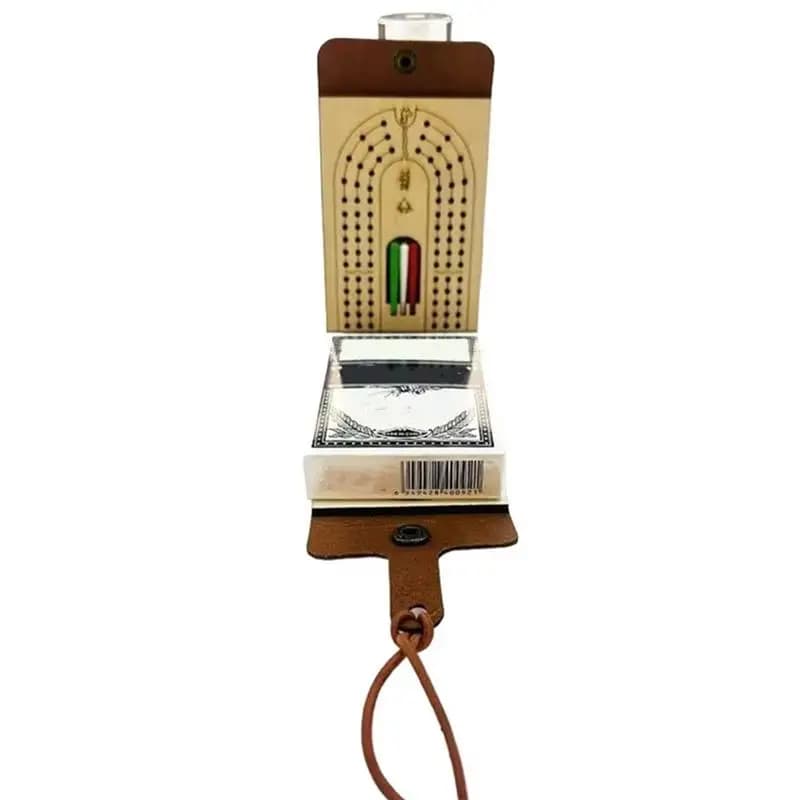 A71Z Set da gioco da tavolo pieghevole per cribbage Gioco da tavolo divertente con custodia in ecopelle da tavolo in legno Gioco classico per cribbage con ponte completo