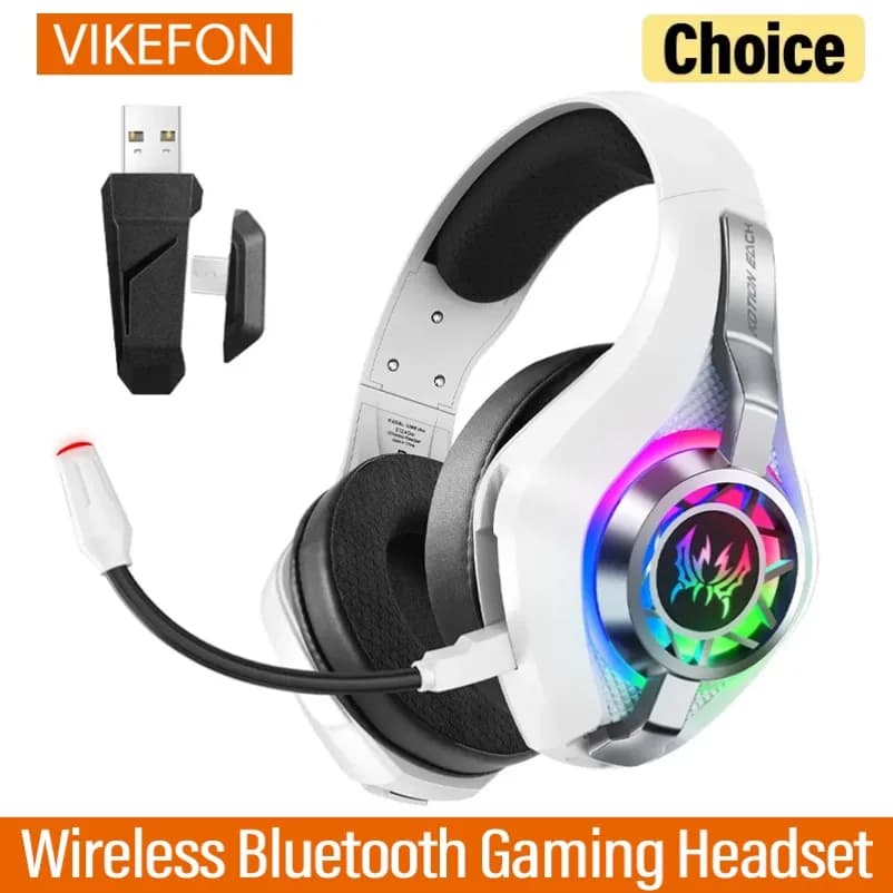 RGB Lighting GS400 Ultra Wireless Gaming Headset 2.4GHz Low Delay Headphones Noise Isolation Mic Bluetooth For PS5 PC Mac Laptop