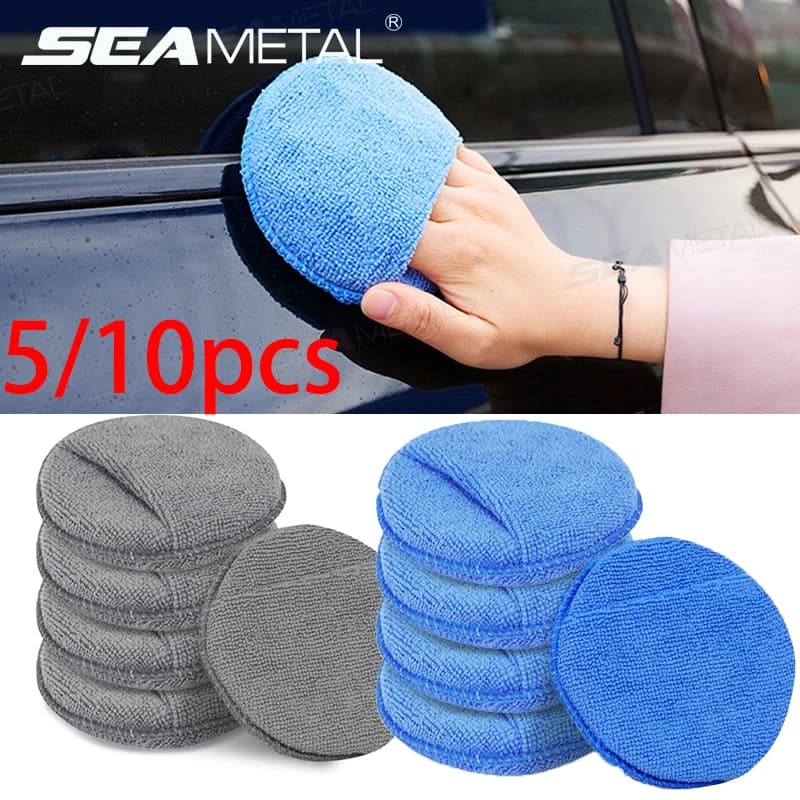 SEAMETAL 5/10 Pezzi Spugne Applicatrici per Dettagli Auto, Spugne Morbide in Microfibra Rotonde per Lucidatura e Cura dell'Auto