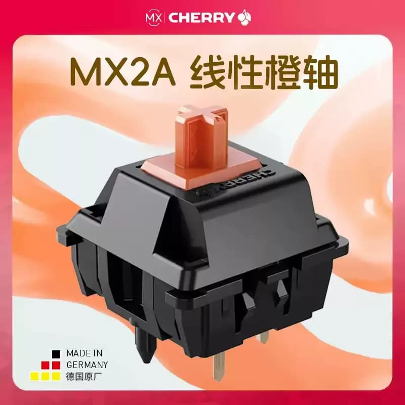 Original Orange MX Switch CHERRY MX2A Black Rubber Switches 5 Pin Linear Mechanical Keyboard Switches 55gf Gold Contact Lubricated Factory