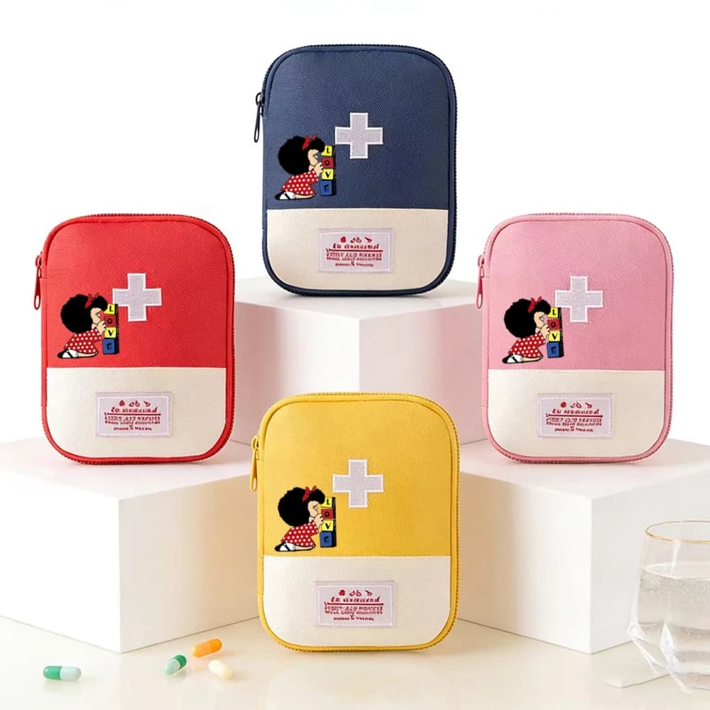 1 pezzo di stampa di cartoni animati compatto organizzatore di medicinali da viaggio borsa per medicinali per famiglie kit di pronto soccorso portatile per viaggi d'affari a casa