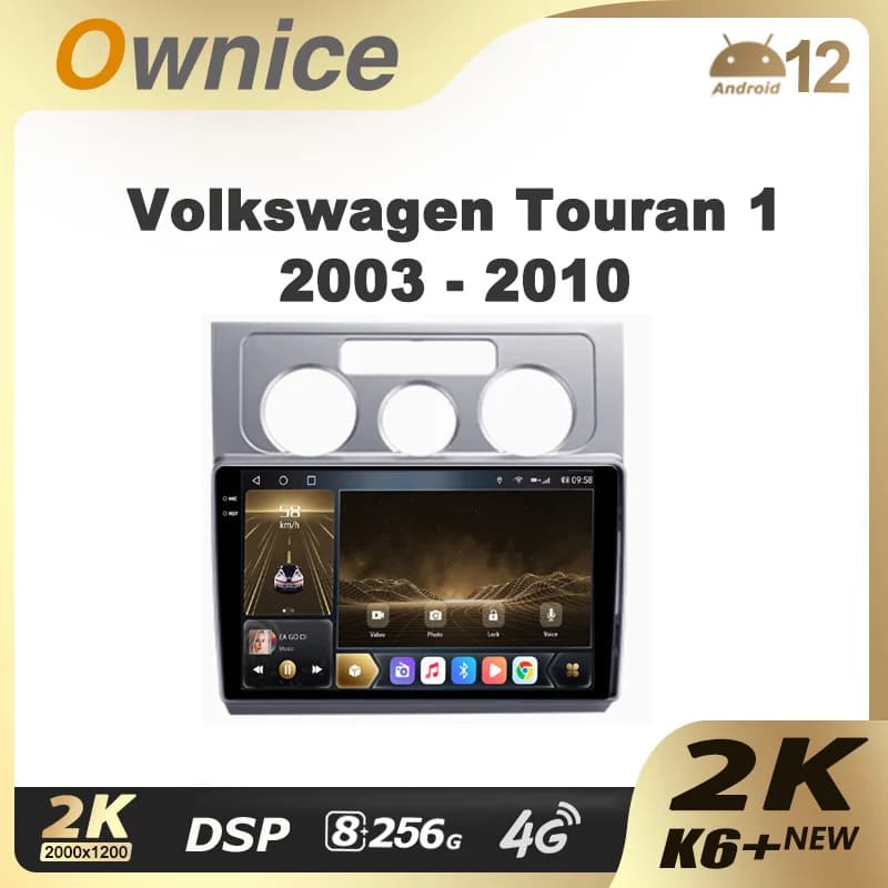 Ownice K6 + 2K per Volkswagen Touran 1 2003 - 2010 Autoradio Lettore video multimediale Navigazione GPS stereo Android 12 No 2din DVD