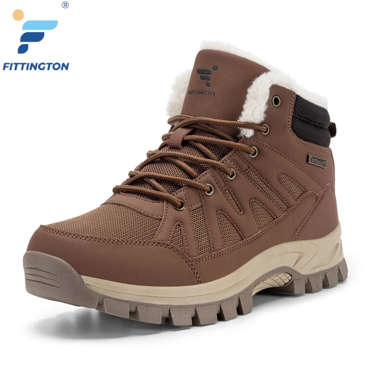 Fittington Men's Winter Boots Wide High‑top Hiking Snow Boot Water‑Repellent Plush Fleece Lining Warm Shoe Non‑Slip Cold Weather