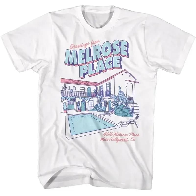 Maglietta per adulti Melrose Place Tv Show Apartment 90'S Classic White New Official
