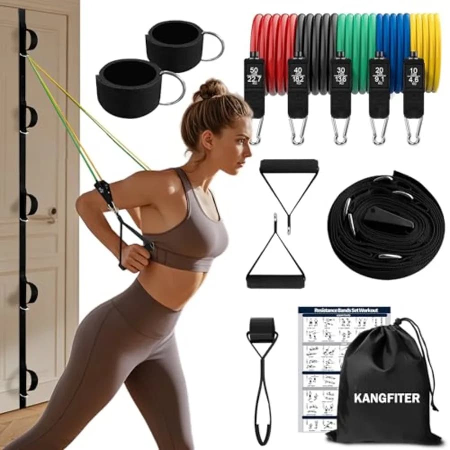 Cinghia di Ancoraggio per Porta e Bande di Resistenza con Maniglie per Allenamento, Attrezzatura per Allenamento della Forza, Bande Elastiche per Esercizi Total Body