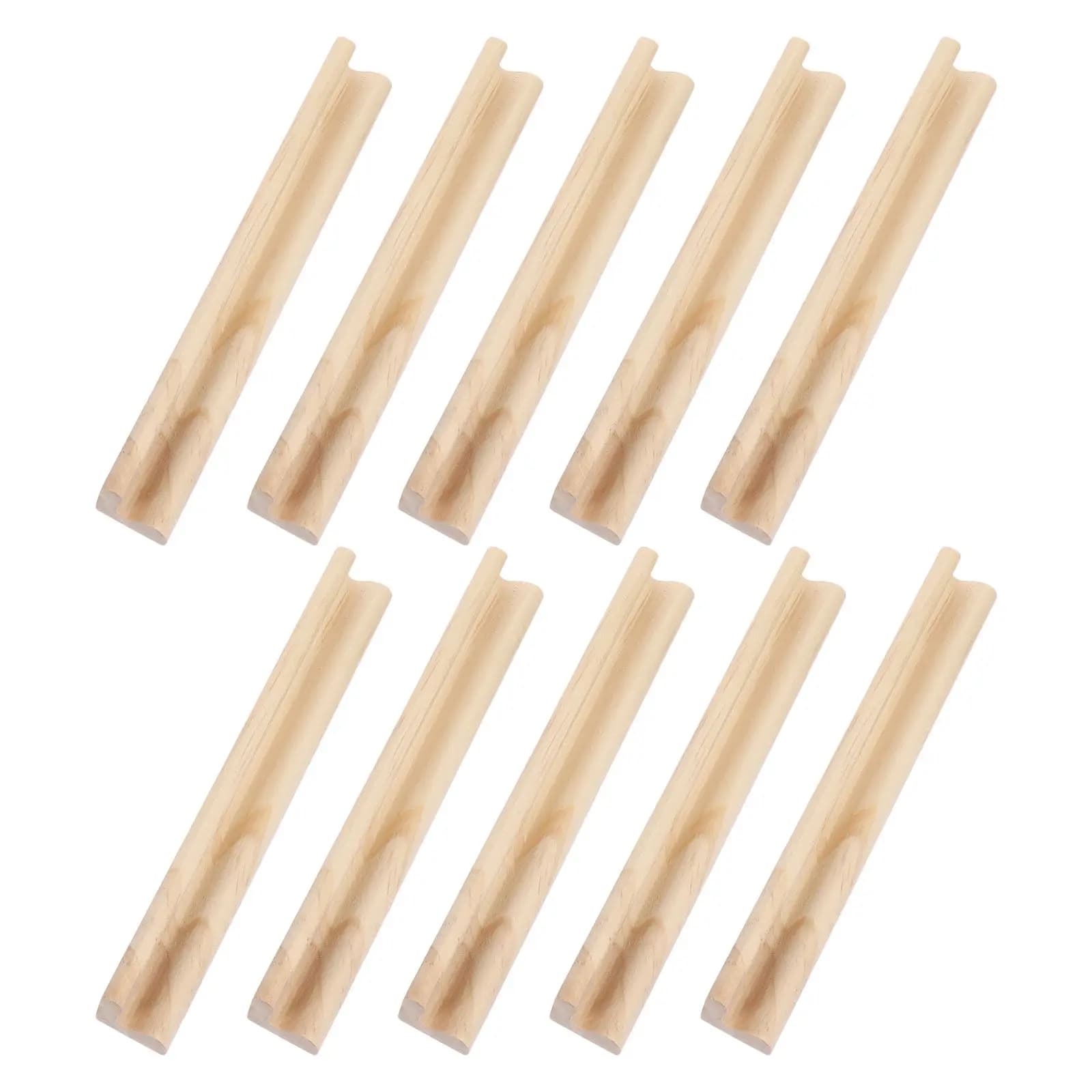 10Pcs Wooden Domino Tile Holders Natural Base Stable Stand Racks for Mexican Train Mahjong Board Game Organizer Table