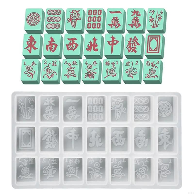 H9ED Mahjong dadi a dadi epossidici in resina stampo stampo in silicone in silicone per progetto artigianato fai -da -te