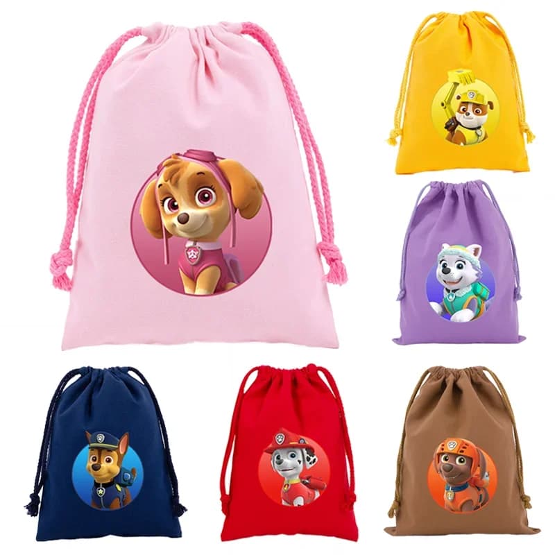 Paw Patrols Drawstring Bags Anime Skye Chase Boys Girls Handbags Storage Family Party Baby Shower Candy Ornament Pouches Gift