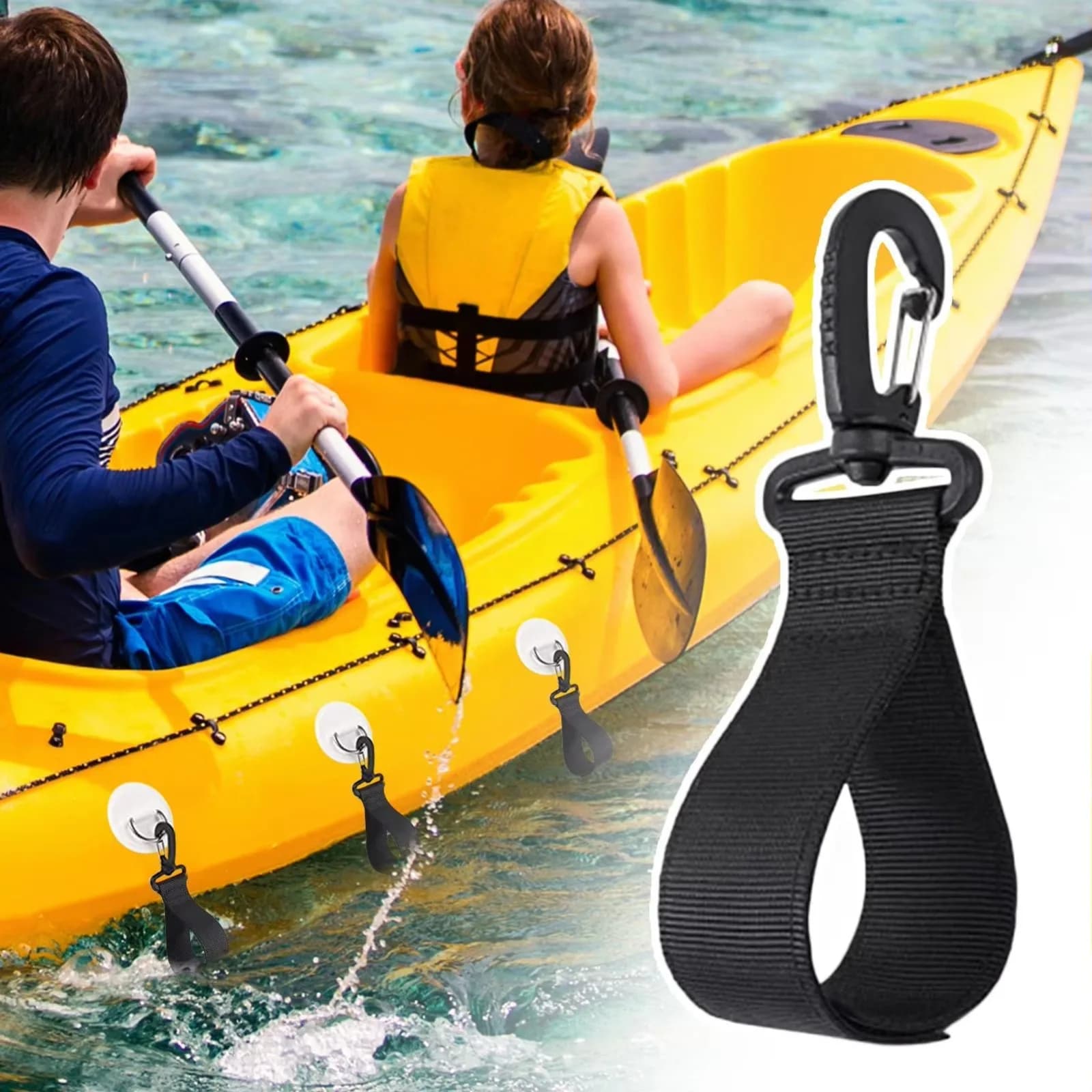 Durable Kayak Paddle Holder Strap, Quick Attach Paddle Leash Clip, Nylon Fastener for Inflatable Kayak, Canoe, Fishing Boat