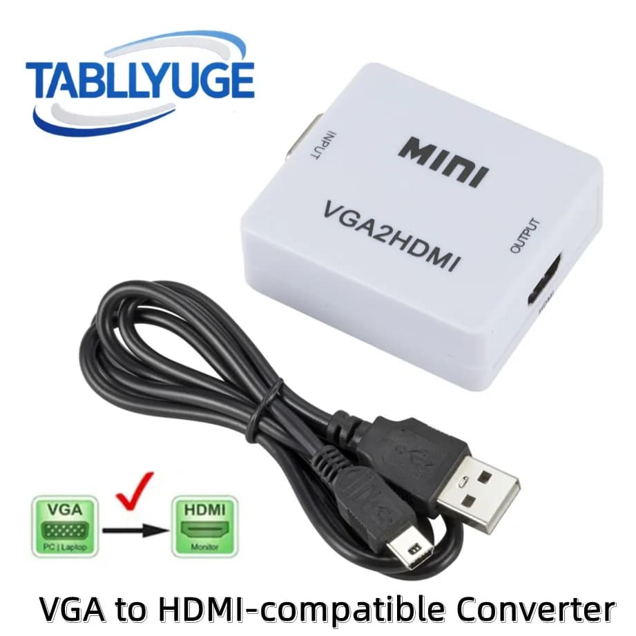 Convertitore compatibile da VGA a HDMI con adattatore Mini VGA2HDMI audio 1080P con cavo USB per proiettore HDTV per PC portatile