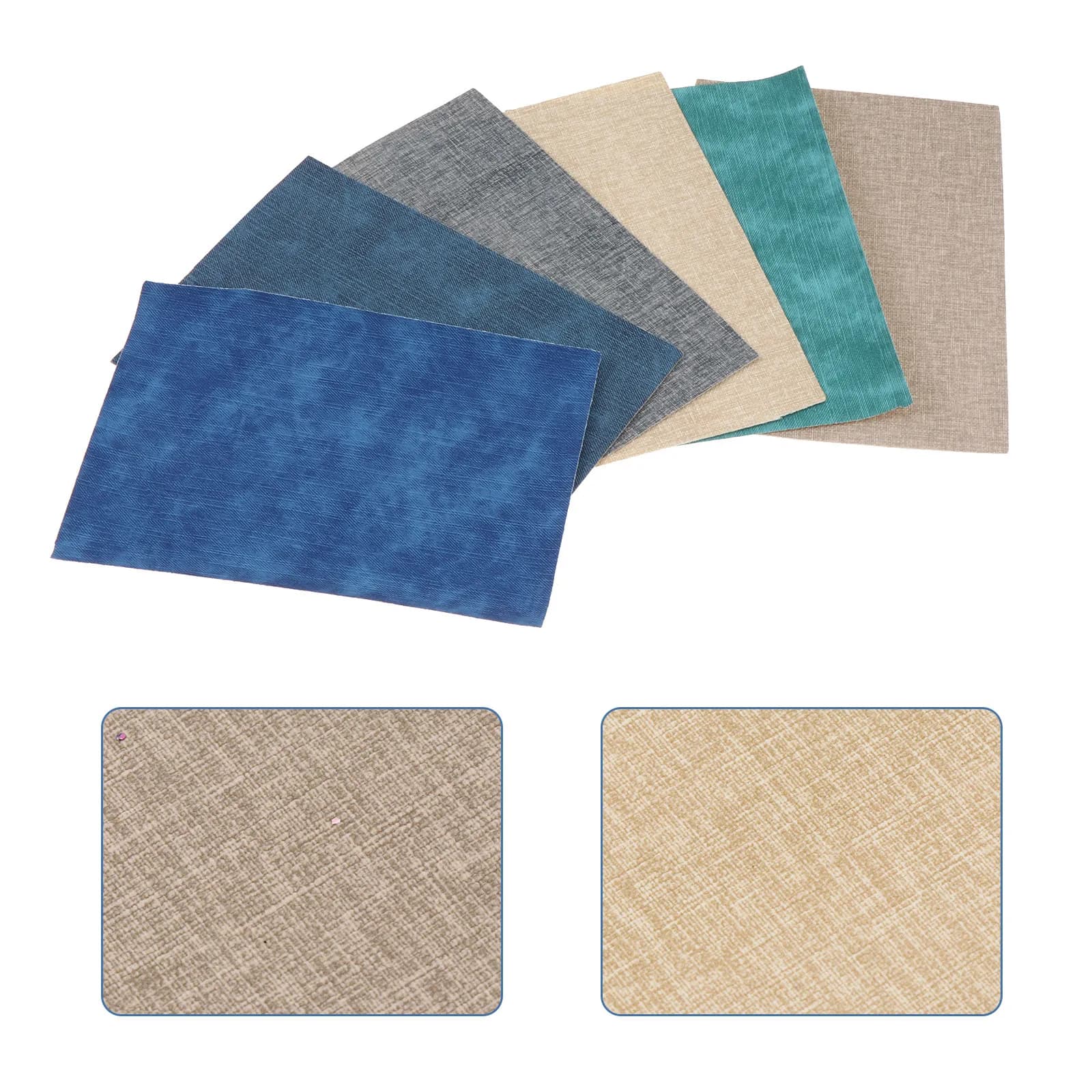 6 PU Fabric Parts Colorful Denim Effect, DIY Material, for Earrings, Hair Clips, Bags, Pendants