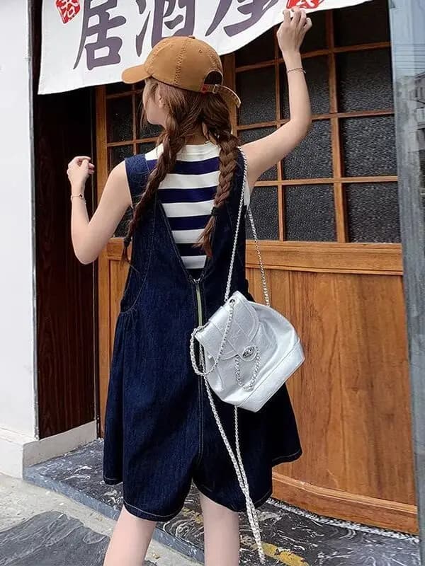 Travel Wear plus Size Denim Overalls Women's Summer Romper Prairie Style Shorts Casual Comfortable plus Size Clothing