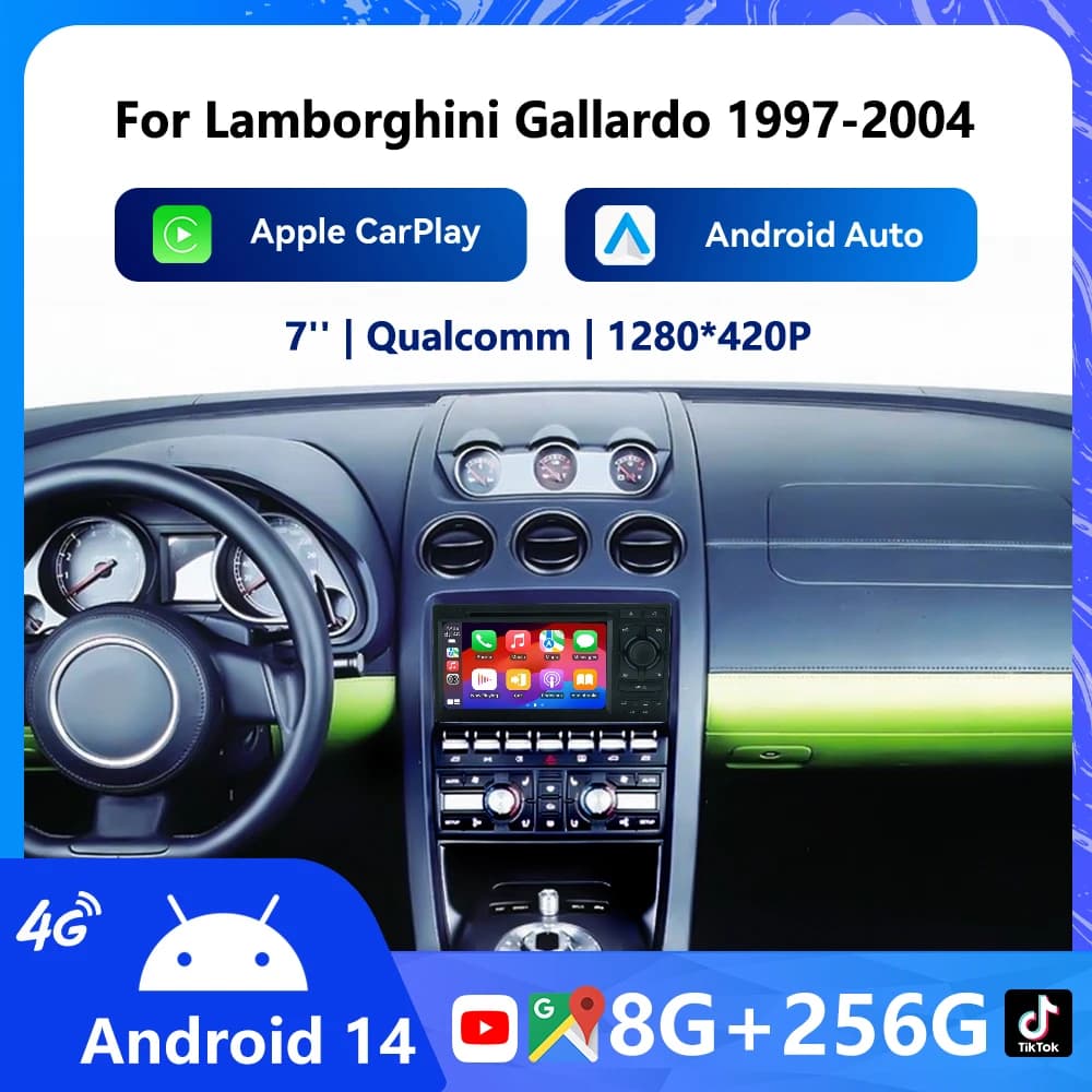 7'' For Lamborghini Gallardo 1997-2004 Android 14 radio 1 din Car Multimedia DVD Player Stereo GPS Navi Carplay Auto Head Unit