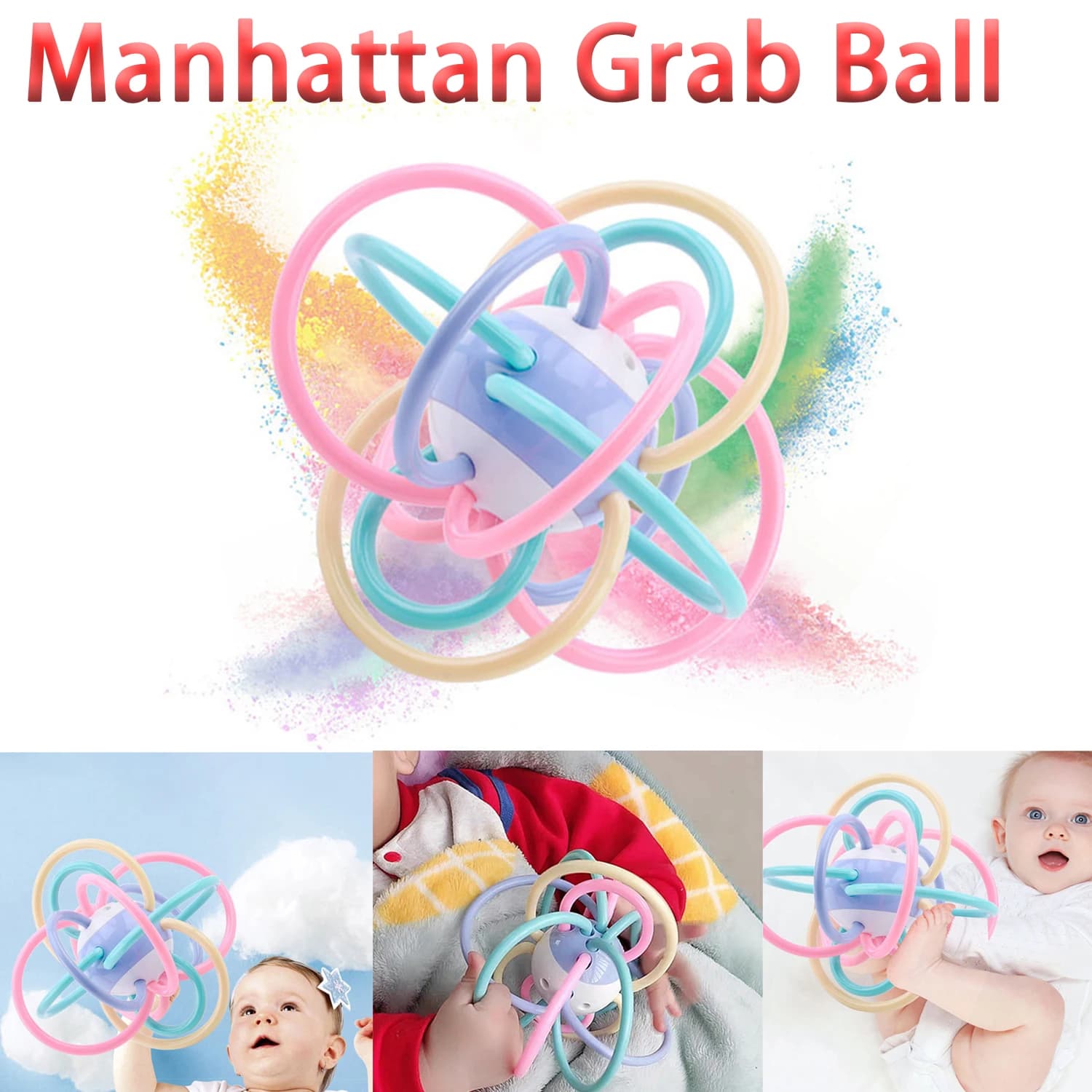 Baby Manhattan Grab Ball Sensoriale Massaggiagengive e Sonaglio Giocattolo Letto Infantile Sonaglio Palla 0-3 Anni Per I Più Piccoli Morbido Massaggiagengive Palla di Silicone Giocattolo