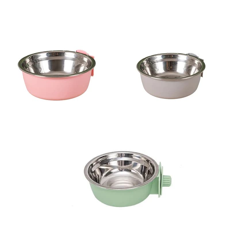 Ciotola per cani, cuccia per animali rimovibile in acciaio inossidabile appesa per alimenti, ciotola per mangiatoia d'acqua, gabbia, tazza per cucciolo, cane medio, gatto, coniglio