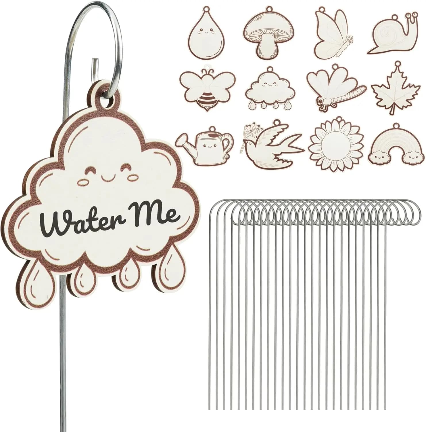 Etichette per Piante in Legno, 12 Stili di Marcatori da Giardino, Picchetti per Piante, Targhette per Fiori, Erbe, Piante in Vaso, Semi