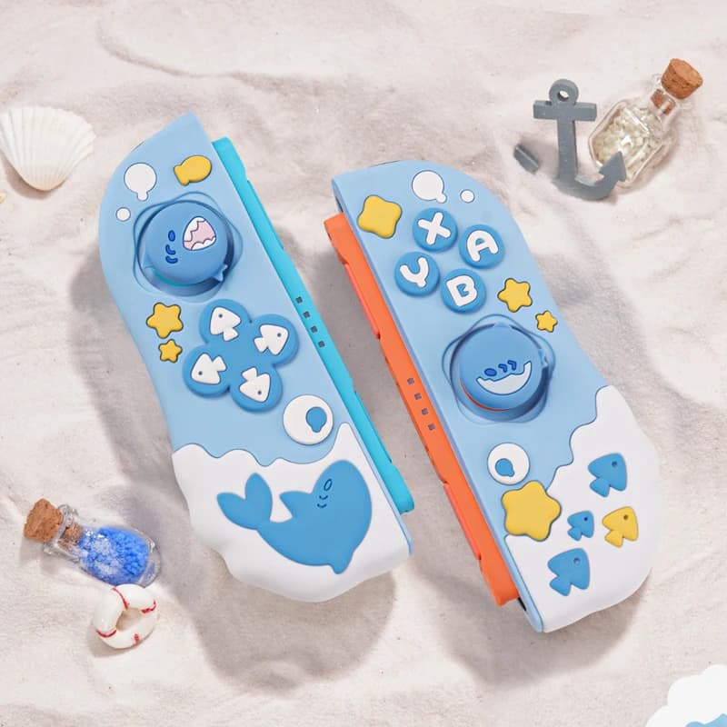 Custodia Protettiva Rigida a Forma di Squalo per Nintendo Switch 2/NS 2, Controller Joy-Con, Impugnatura e Pulsanti in Silicone, Copertura Completa