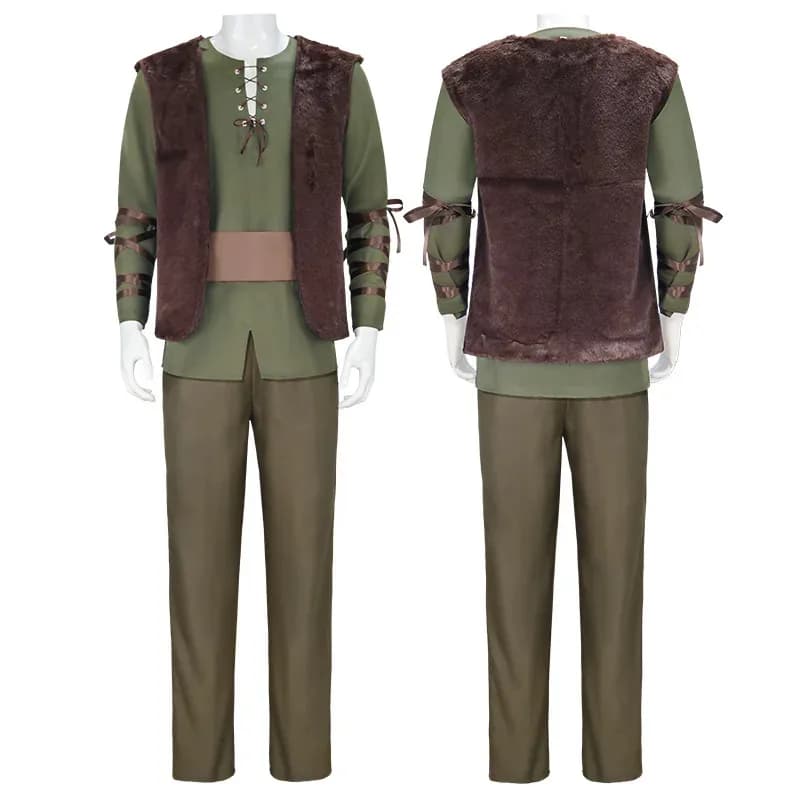 Parrucca del costume del film Hiccup T-shirt verde Pantalone Gilet marrone Set Halloween cartone animato per adulti drago Training cosplaya;3,v'5.t;8,