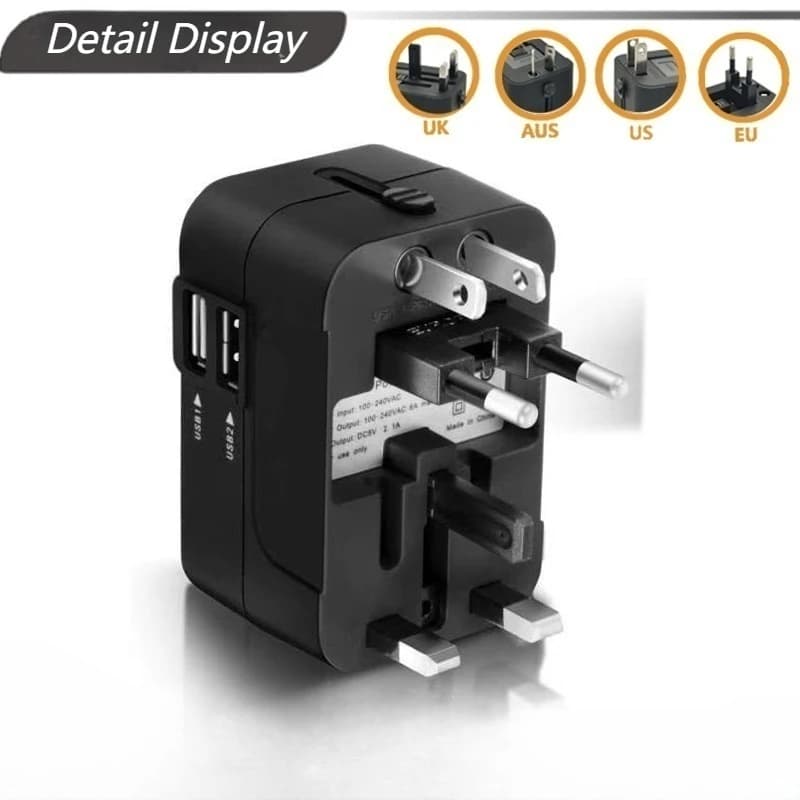 Adattatore da viaggio universale internazionale Adattatore da viaggio Stazione di ricarica da viaggio 3USB Adattatore da spina internazionale UK AU EU US