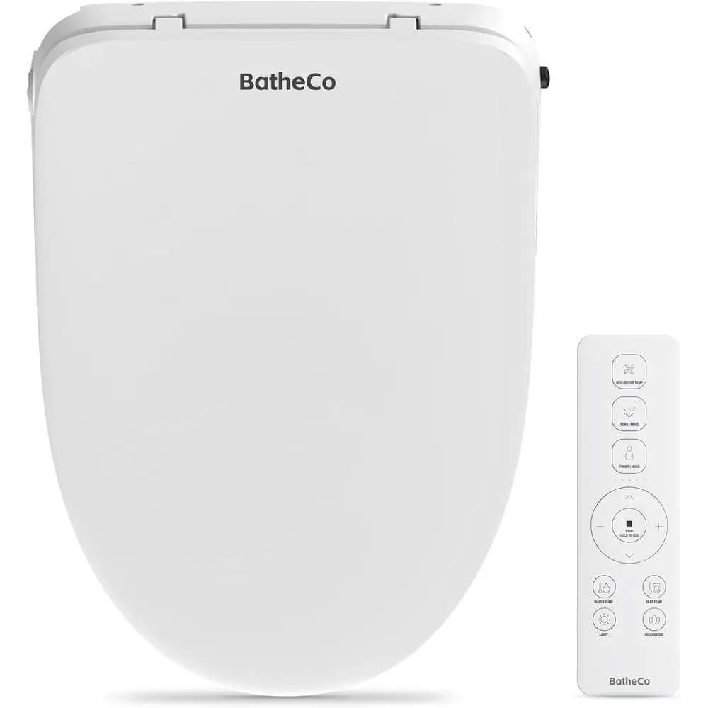 Electric toilet seat for bidet, heated bidet seat with warm 6 levels, hot water and dryer, front and rear washing, remote control