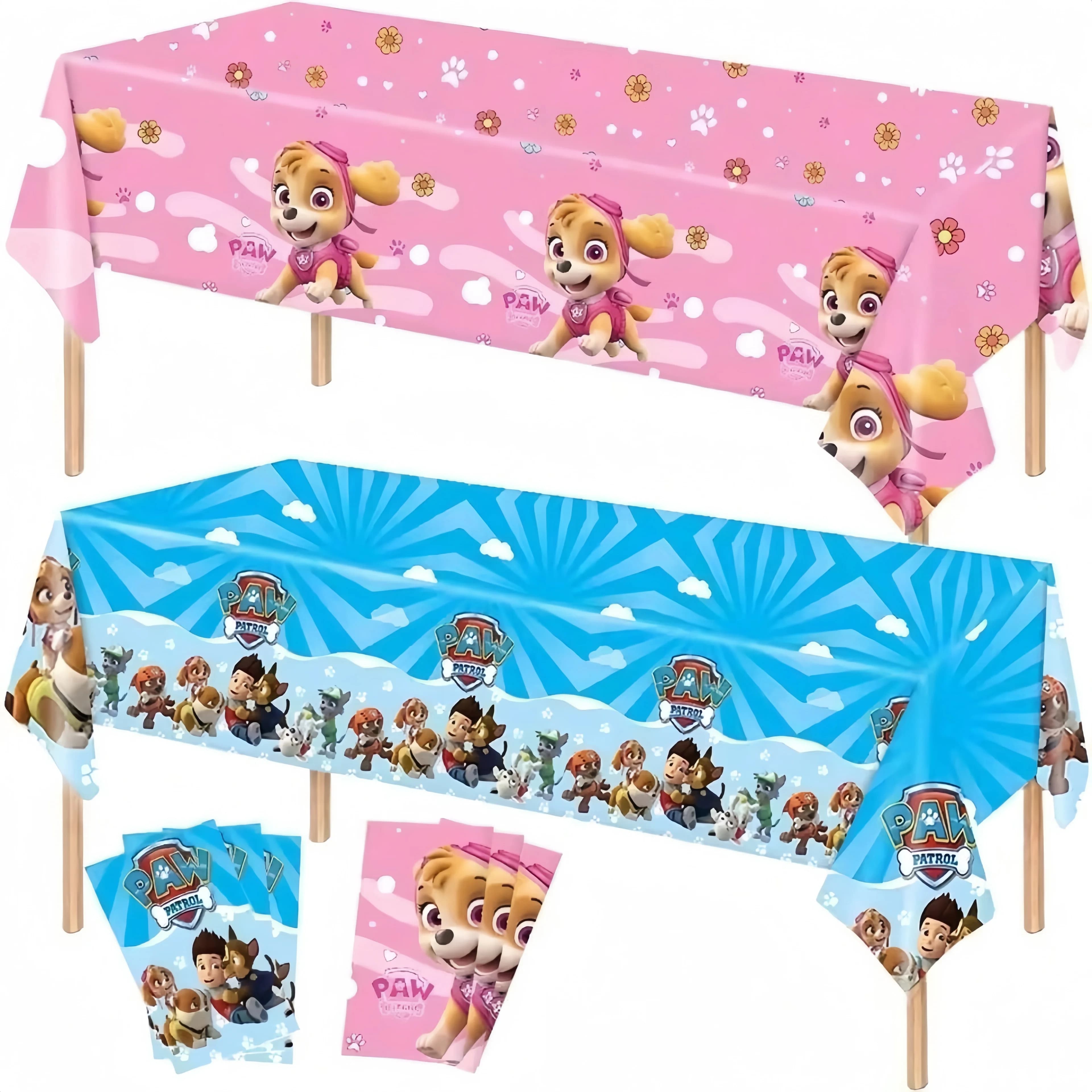 Tovaglia Paw Patrol per Feste di Compleanno, Copritavolo Rosa e Blu per Bambini e Bambine, Decorazioni per Feste di Compleanno e Baby Shower