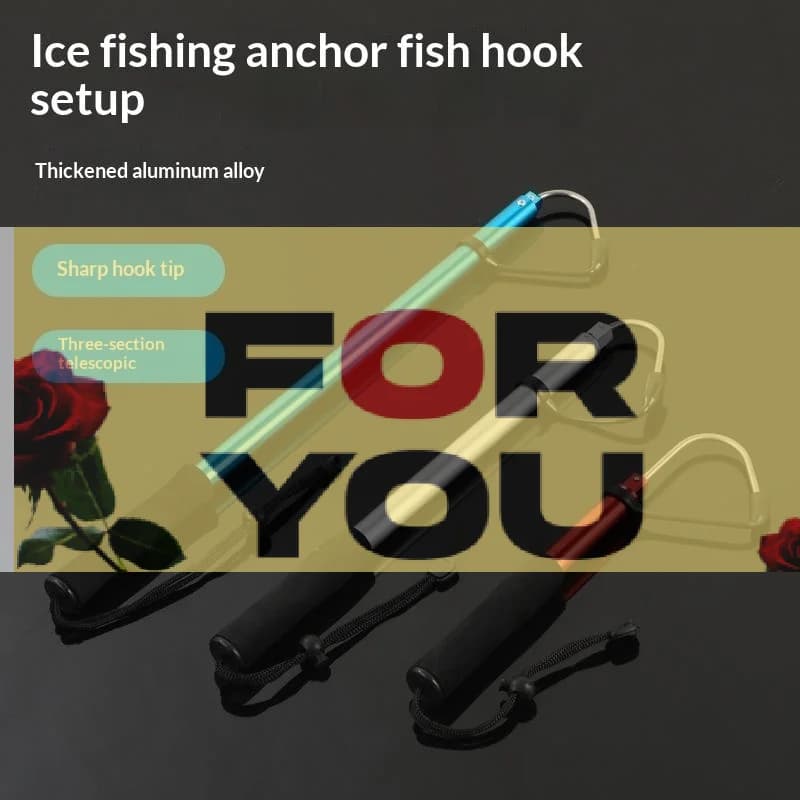 【OD】Thickened Aluminum Alloy 3 Section Telescopic Ice Fishing Gaff With Hook Tip Non Slip Handle For Outdoor Ice Fishing