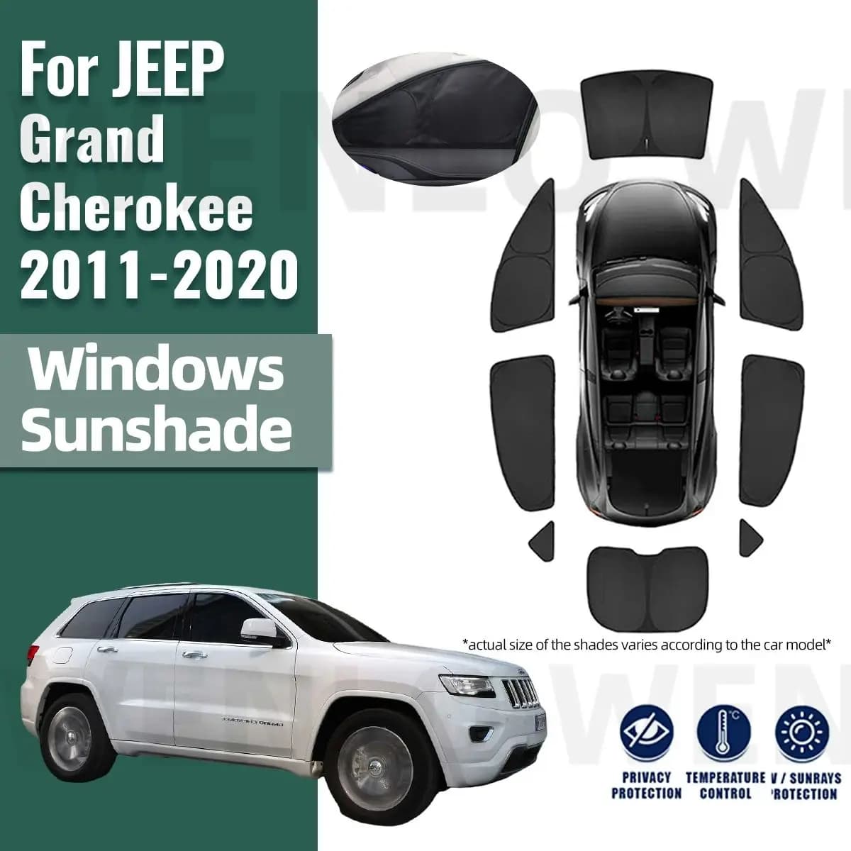 Per JEEP Grand Cherokee 2011-2020 Copertura Completa Auto Parasole Scudo Parabrezza Anteriore Telaio Tenda Lunotto Laterale Posteriore Tende Da Sole