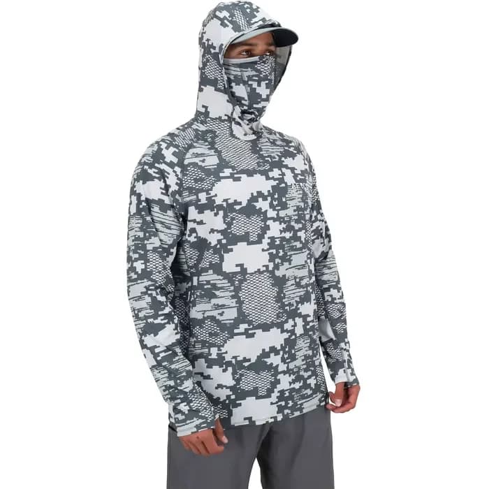 Magliette da Pesca UPF 50+ con Cappuccio per Uomo, Maniche Lunghe, Protezione Solare Anti-UV, Maschera Integrata, Jersey da Pesca