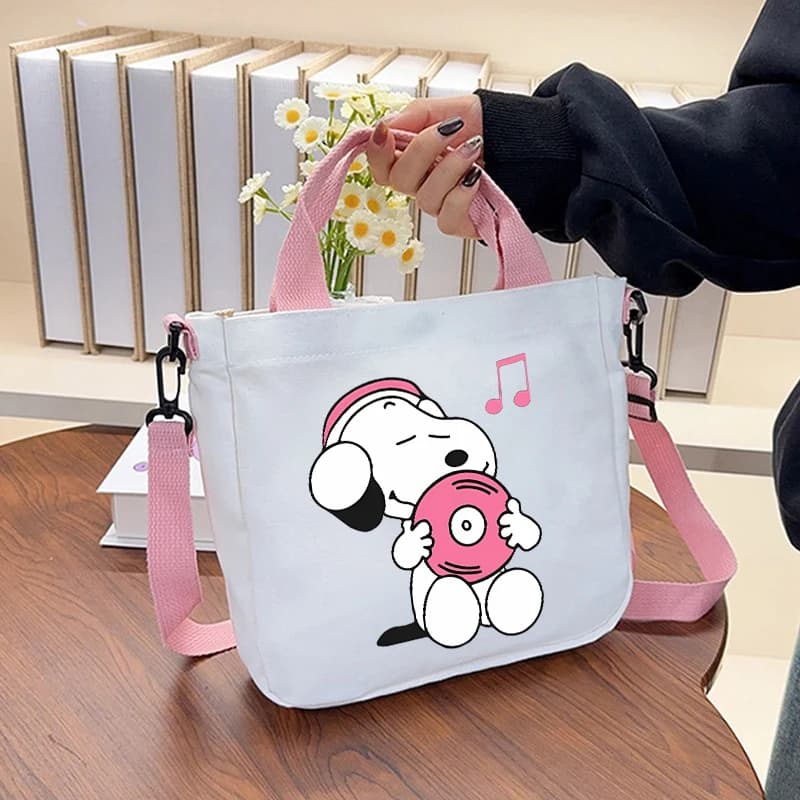 Borsa a Tracolla in Tela Snoopy per Ragazzi e Ragazze, Borsa a Tracolla Anime Cartoon di Grande Capacità, Borsa Portatile alla Moda per Studenti, Regalo