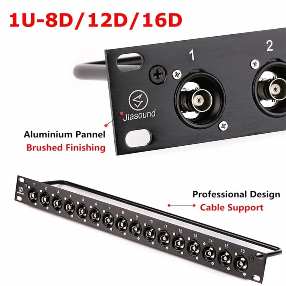 1U patch panel for HD-SDI 3G-SDI BNC video cab 4 8 12 16-way channels