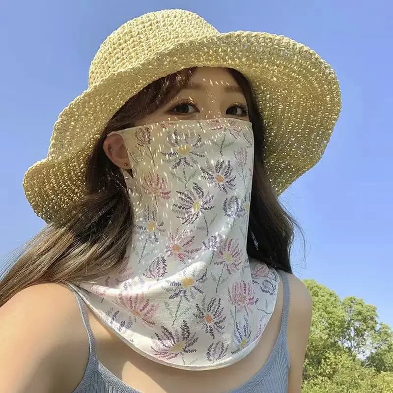Full-face Lightweight Ice-silk Sun-protection Mask, UV-protective and Breathable Neck Cover for Outdoor Activities Such