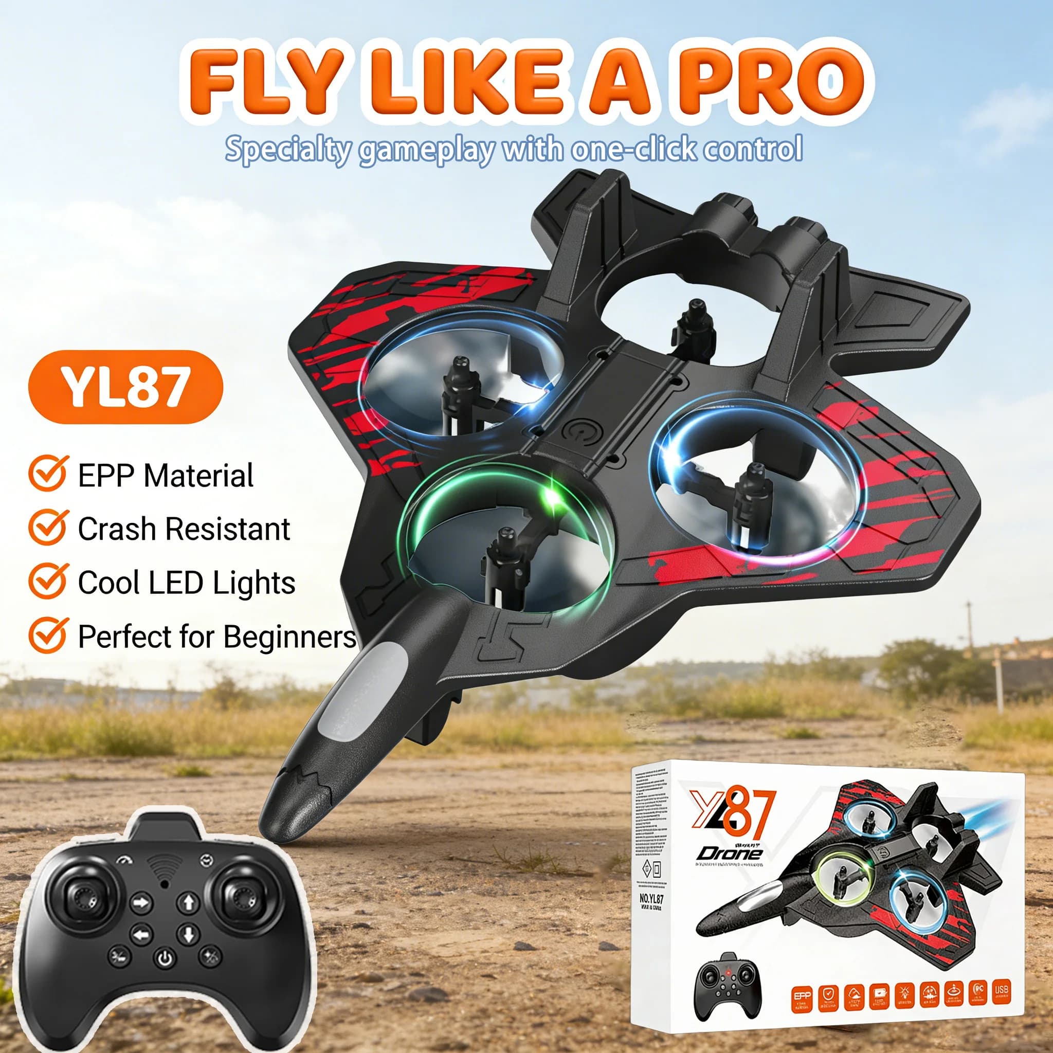 Aereo RC in schiuma YL87, aliante 2.4G con luci LED, aeromodello acrobatico in EPP, giocattolo telecomandato per bambini, idea regalo