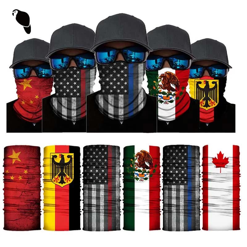 Maschera per protezione solare Bandana multifunzionale Maschera per ciclismo Bandana senza cuciture sportiva Maschera per il viso con stampa bandiera in poliestere