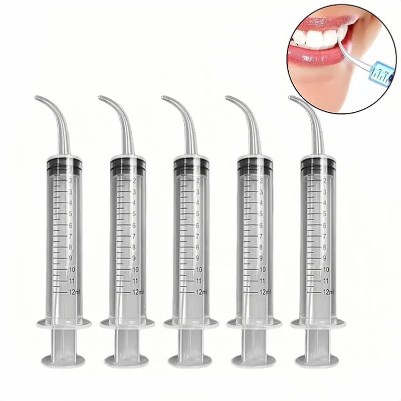 5 pz Dentale Usa E Getta Siringa di Irrigazione Con Punta Curva 12 ml Per Il Dentista Uso Dentale Strumento di Consumo Sbiancamento Dei Denti Orale