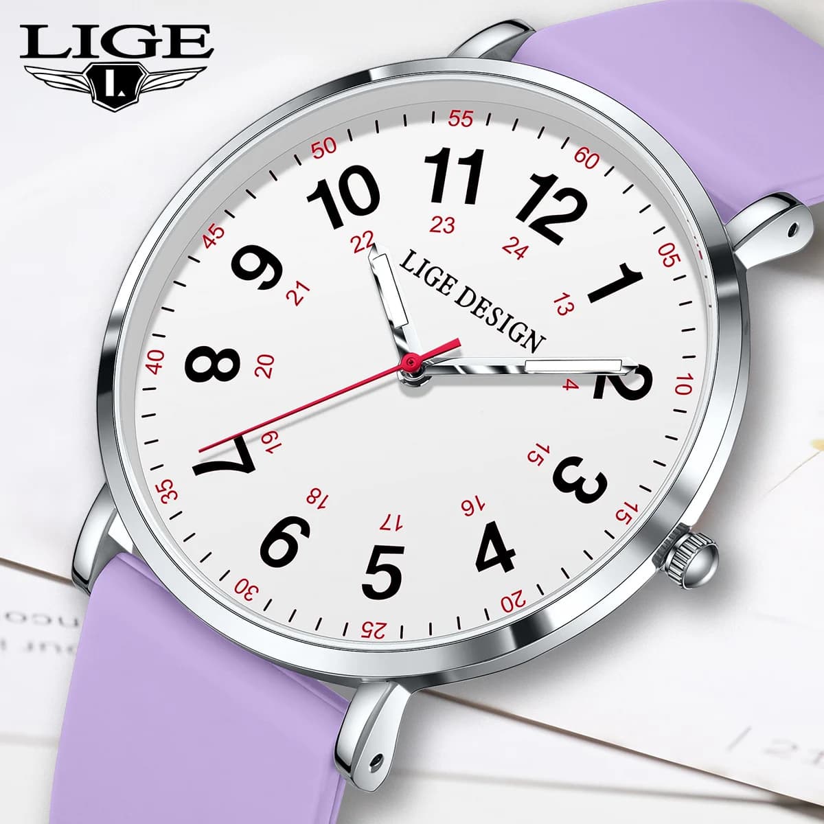 LIGE Orologi da donna Orologio da polso al quarzo casual alla moda per donna Orologio da donna con cinturino in silicone di lusso di marca Orologio semplice impermeabile