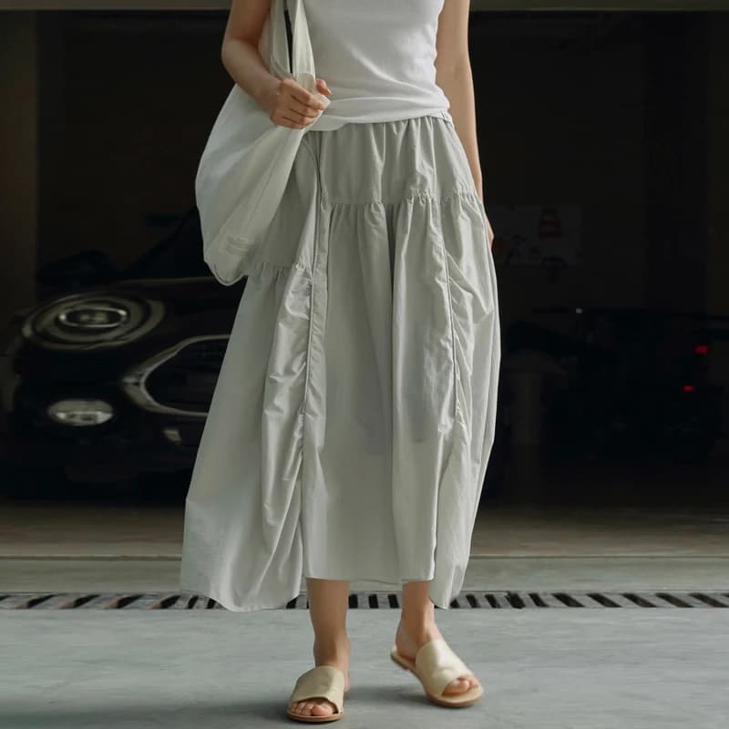 Johnature Summer New Japanese Outdoor Casual a-line Large Swing ombrello gonne gonne lunghe traspiranti leggere elastiche da donna