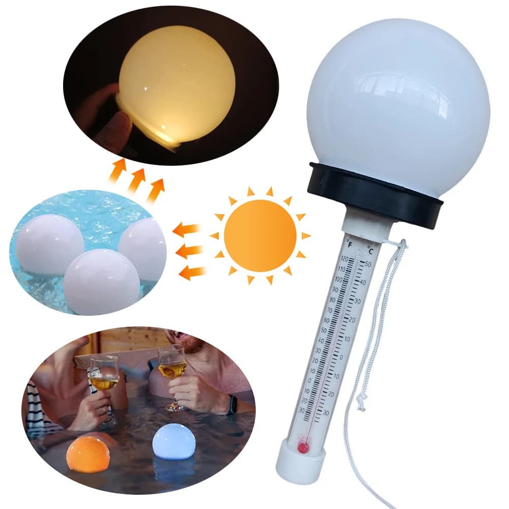 Termometro Galleggiante per Piscina con Luce LED Solare, Impermeabile, Wireless, Multifunzione per Vasche di Immersione Fredda e Stagni