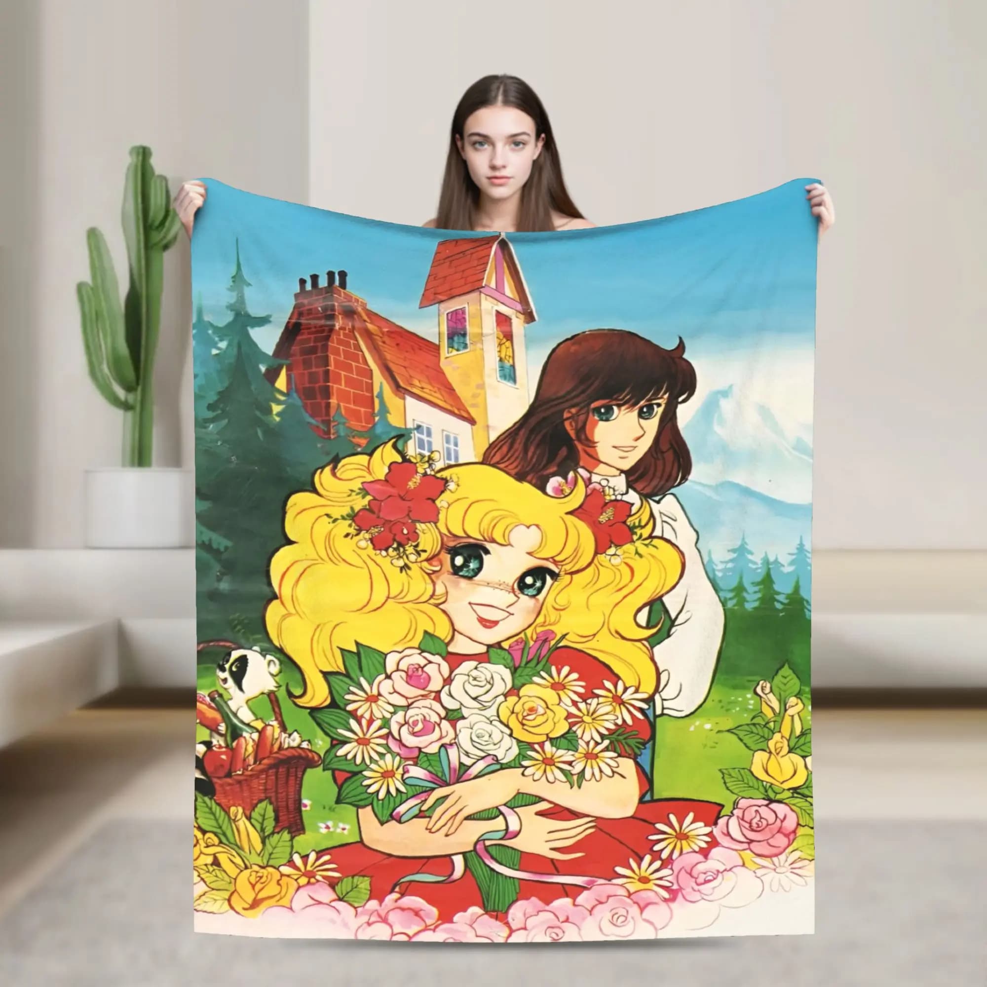 Candy Candy Anime Manga Cover Romance Plush Funny soft blankets for chair cover Autumn/Winter Sofa
