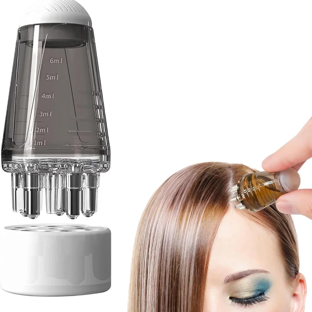 Applicatore per Cuoio Capelluto da 6ml, Mini Massaggiatore a Sfera, Spazzola per Crescita dei Capelli, Applicatore per Oli Essenziali e Liquidi, Pettine per Massaggio