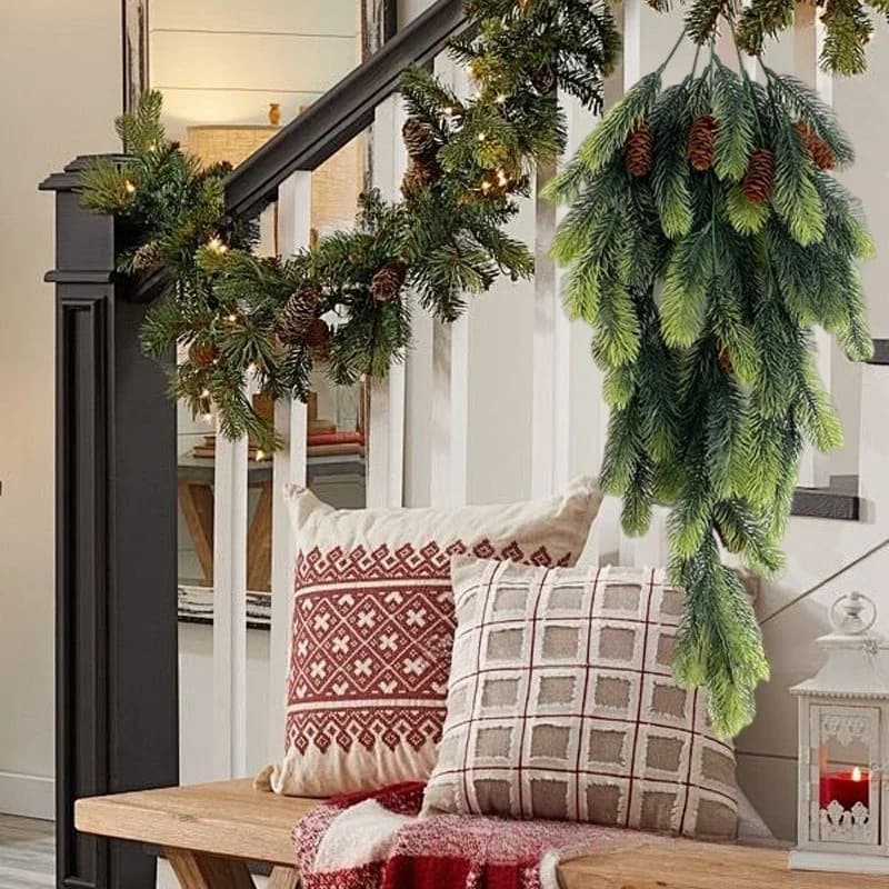 Christmas to hang on plastic wall, artificial pine, Christmas screw, Christmas tree, suspended plants, artificial fake plethoras, window twigs