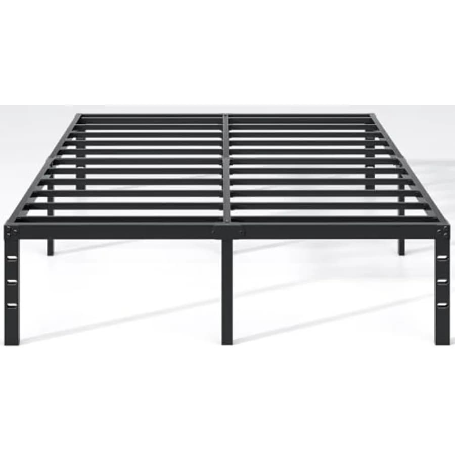 Struttura letto in metallo con contenitore, robusta e resistente, base per materasso, facile da montare, non richiede molle, nera
