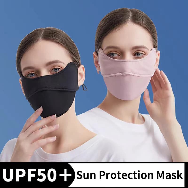 Estate anti-uv copertura per il viso ad asciugatura rapida maschera per la protezione solare in seta di ghiaccio sciarpa da donna traspirante protezione per il viso fascia per l'orecchio appesa
