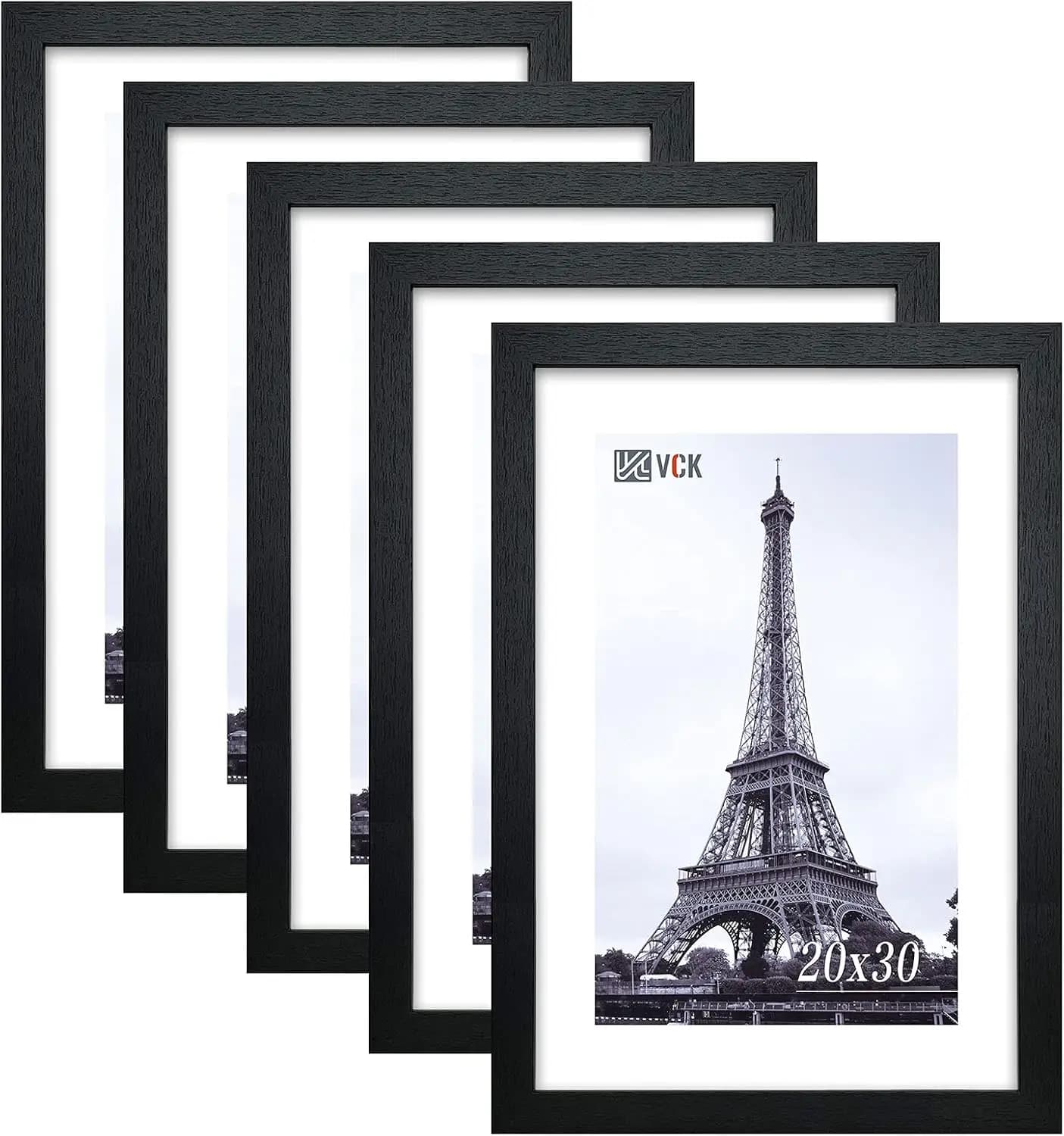 Cornice per Poster Nera 20x30 Pollici in Legno con Plexiglass, Cornice da Parete per Opere d'Arte, Confezione da 5