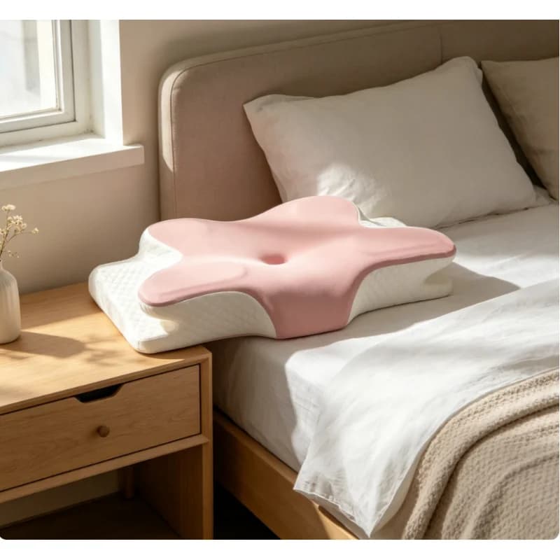 Cuscino Cervicale Estivo Rinfrescante a Forma di Farfalla in Memory Foam a Lento Ritorno per la Cura del Collo e del Sonno