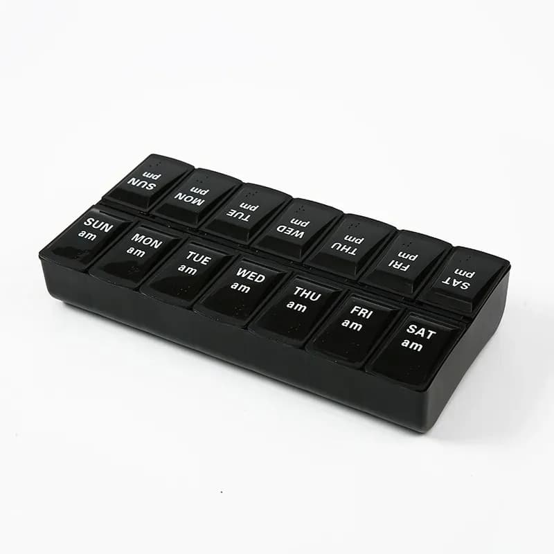 1pc Hot Premuim Portable Weekly Pill Organizer Case Box Storage Container 7 Day 2 Times 14 Grids for Vitamin Medicine Fish Oils