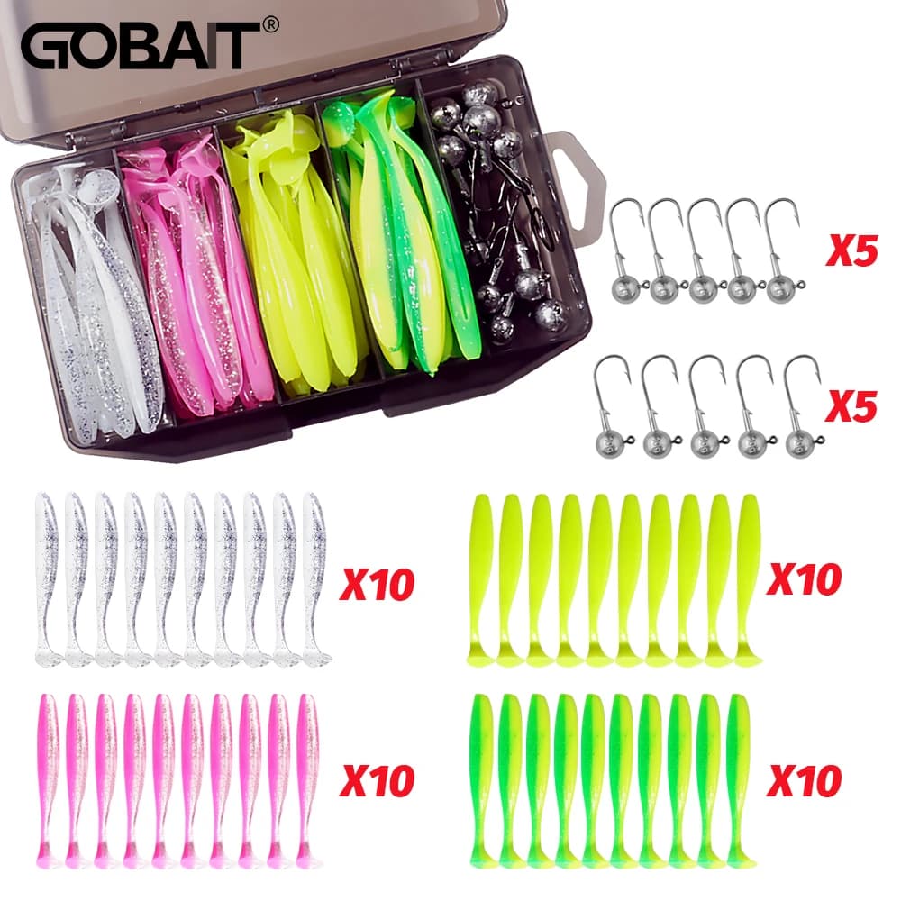 50 Pz/box Metal Jig Bait 5.5cm 7cm 10cm Rectangular Soft 3g 5g 7g 10g 14g Jigging Head Hook Fishing Equipment Rectangular Box Floating Kit